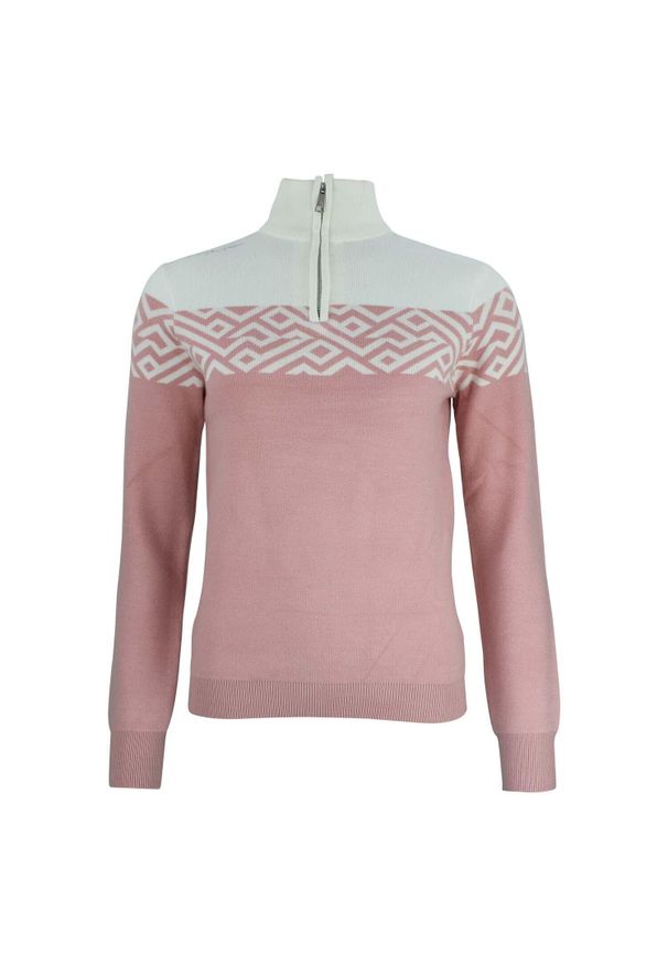 PEAK MOUNTAIN - Bardzowy golf 1/2 zamek damski Peak Mountain. Typ kołnierza: golf. Kolor: różowy. Materiał: polar. Sezon: zima. Sport: golf