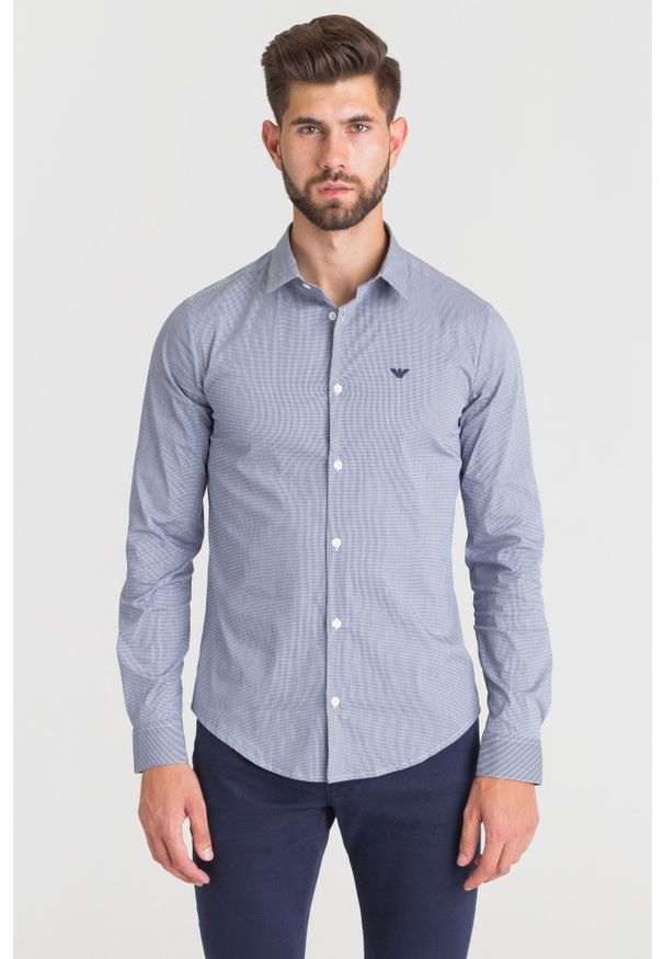 Niebieska koszula Emporio Armani casualowa, na lato, na co dzień