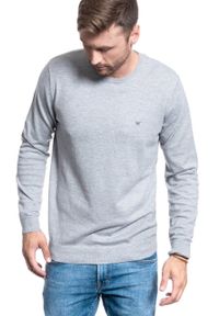 Wrangler - SWETER MĘSKI WRANGLER CREWNECK KNIT MID GREY MEL W8A02PX37 112132350