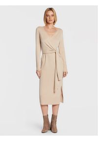 Sukienka dzianinowa Hugo. Kolor: beżowy. Materiał: dzianina #1
