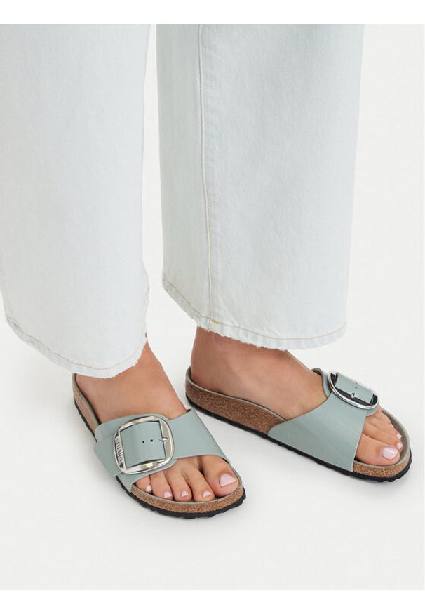 Birkenstock Klapki Madrid Big Buckle Hex 1031788 Zielony. Kolor: zielony. Materiał: skóra