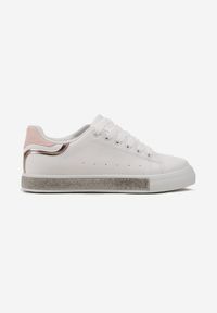 Born2be - Biało-Różowe Sneakersy Butteria. Kolor: biały. Materiał: materiał. Wzór: jednolity, aplikacja #5