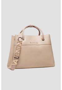 Valentino by Mario Valentino - VALENTINO Beżowa shopperka Alexia. Kolor: beżowy. Wzór: aplikacja, paski #6