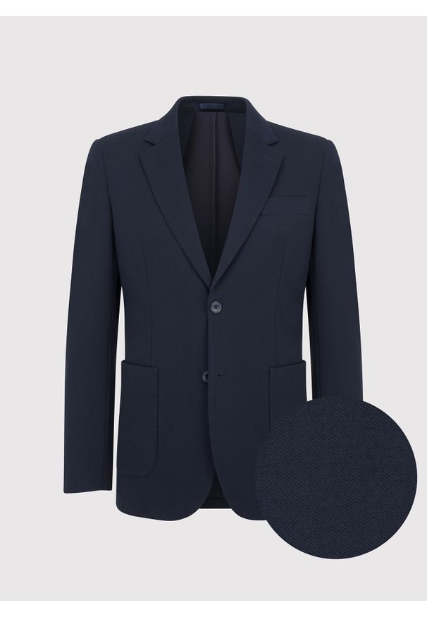 Pako Lorente - PAKO LORENTE – Casualowa marynarka męska w kolorze granatowym. Okazja: na co dzień. Kolor: niebieski. Materiał: wiskoza, elastan, nylon, dzianina. Styl: casual