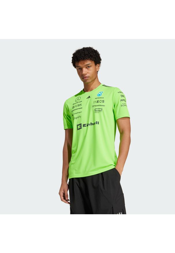 Adidas - Koszulka Mercedes - Amg Petronas Formula One Team Set Up. Kolor: zielony, czarny, wielokolorowy. Materiał: materiał. Sport: fitness
