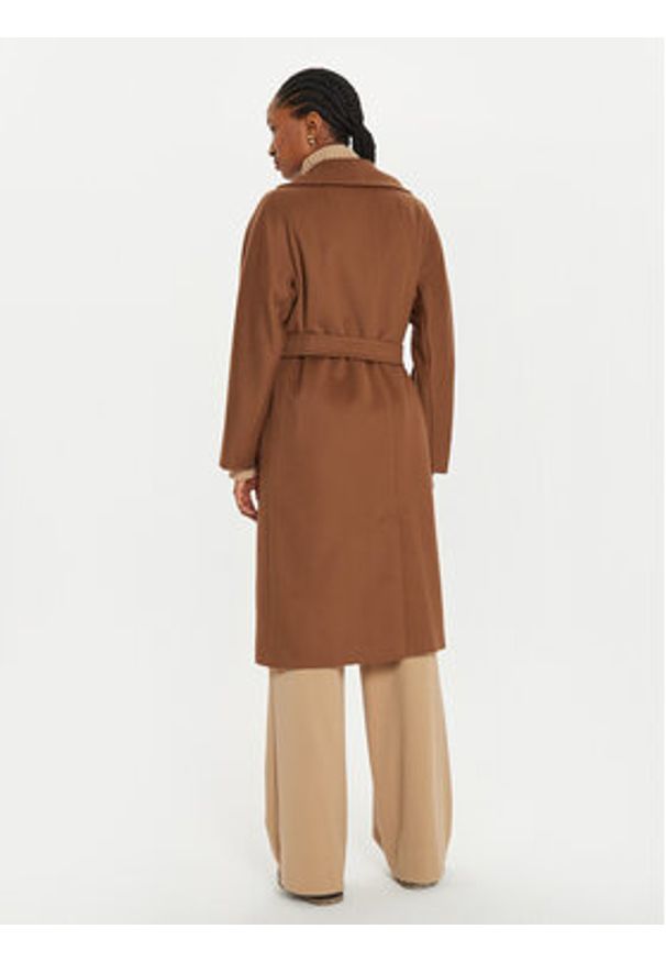Weekend Max Mara Płaszcz wełniany Resina 2425016092 Brązowy Regular Fit. Kolor: brązowy. Materiał: wełna