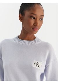 Calvin Klein Jeans Sweter Ck Embro Badge LV047D351G Błękitny Regular Fit. Kolor: niebieski. Materiał: bawełna #3