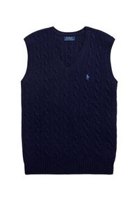 Polo Ralph Lauren Sweter 710974166001 Granatowy Regular Fit. Typ kołnierza: polo. Kolor: niebieski. Materiał: wełna #4