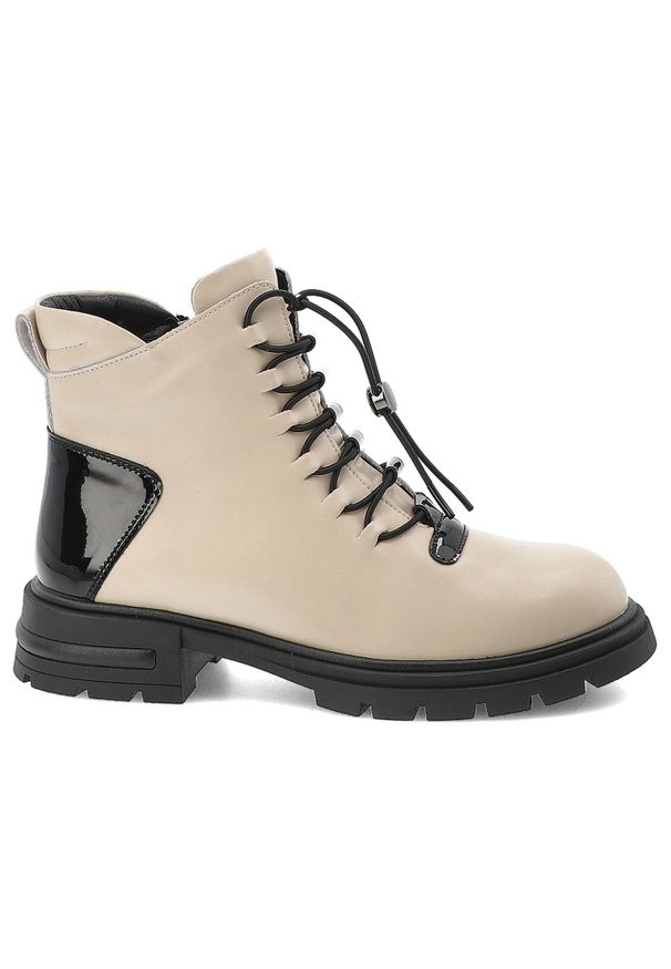 Beżowe Botki Artiker Wygodne Obuwie Damskie. Zapięcie: sznurówki. Kolor: beżowy. Materiał: materiał