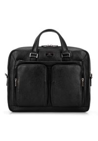 Wittchen - Męska torba na laptopa 15,6” skórzana z wypukłymi kieszeniami czarna. Kolor: czarny. Materiał: skóra. Styl: casual, elegancki #1