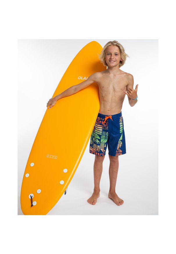 OLAIAN - Spodenki Surfing Bs 500L Dla Dzieci. Kolor: niebieski. Materiał: materiał, poliester. Długość: długie