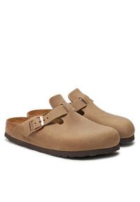 Birkenstock Klapki Boston zamsz 1019484 Brązowy. Kolor: brązowy. Materiał: skóra