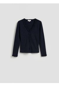 Reserved - Bluzka z wiskozą - granatowy. Kolor: niebieski. Materiał: wiskoza