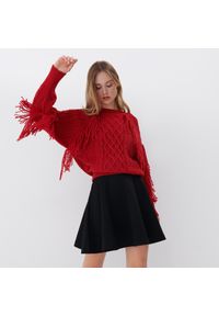 Mohito - Sweter z frędzlami Eco Aware - Czerwony. Kolor: czerwony