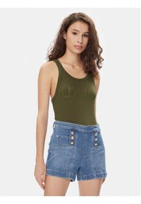 Liu Jo Top MA4327 J4695 Khaki Slim Fit. Kolor: brązowy. Materiał: wiskoza