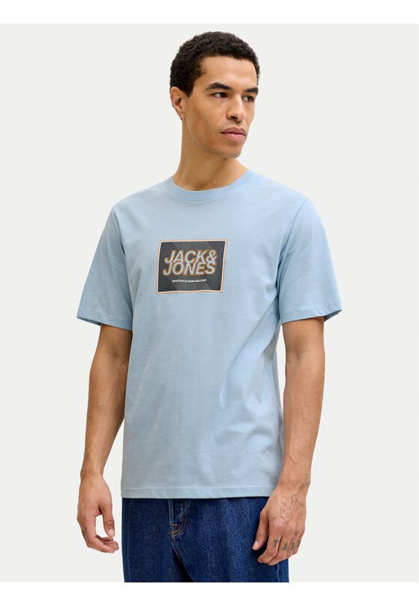 Jack & Jones T-Shirt Jjrain Tee Ss Crew Neck 12288097 Błękitny Regular Fit. Kolor: niebieski. Materiał: bawełna
