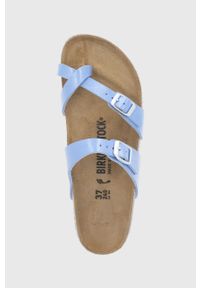 Birkenstock Japonki Mayari damskie na płaskim obcasie. Kolor: niebieski. Materiał: guma, skóra, materiał. Wzór: gładki. Obcas: na obcasie. Wysokość obcasa: niski #4