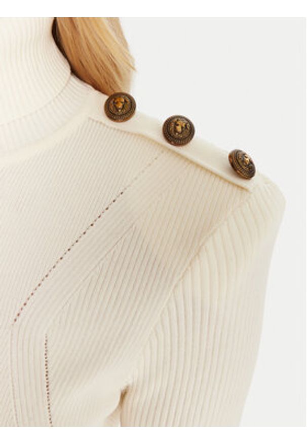 Gaudi Golf 521FD53037 Écru Regular Fit. Typ kołnierza: golf. Materiał: wiskoza, syntetyk