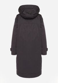 Born2be - Granatowa Pudełkowa Kurtka Typu Parka z Kapturem i Kieszeniami Kaithraea. Typ kołnierza: kaptur. Kolor: niebieski. Materiał: jeans. Sezon: zima. Styl: klasyczny, elegancki