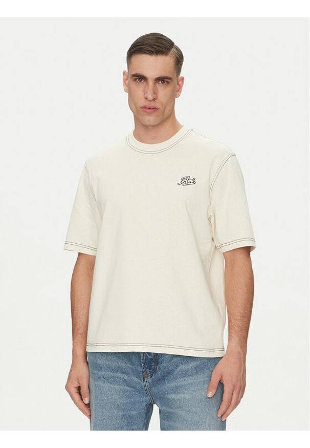 AMI PARIS T-Shirt HTS029.JE0118 Beżowy Regular Fit. Kolor: beżowy. Materiał: bawełna