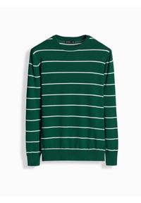 Ombre Clothing - Casualowy sweter męski w poziome paski – zielony V4 - Rozmiar: XXL. Okazja: na co dzień. Kolor: zielony. Materiał: nylon, włókno, materiał, bawełna. Wzór: paski. Styl: casual #9