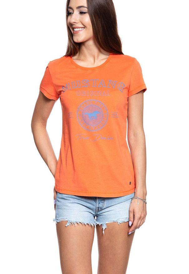 Mustang - MUSTANG T SHIRT DAMSKI Alexia C Print 1009840 7096. Wzór: nadruk