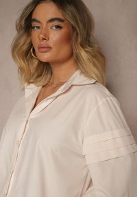 Renee - Jasnobeżowa Koszula z Bawełną i Szerokimi Rękawami Edioniela. Okazja: na co dzień. Kolor: beżowy. Materiał: bawełna. Sezon: wiosna. Styl: casual, elegancki #4