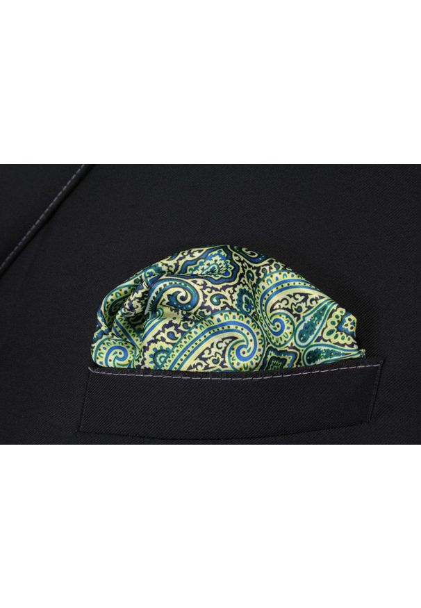 Alties - Poszetka Męska ALTIES, Granatowo-Zielona Wzór Paisley, Łezki, Męska, Elegancka. Kolor: niebieski. Materiał: poliester. Wzór: paisley