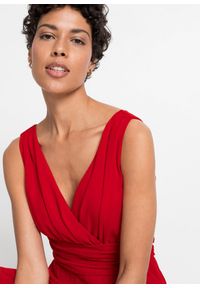 bonprix - Sukienka z szyfonu z marszczeniem. Kolor: czerwony. Materiał: szyfon, poliester. Styl: wizytowy, elegancki. Długość: maxi #2