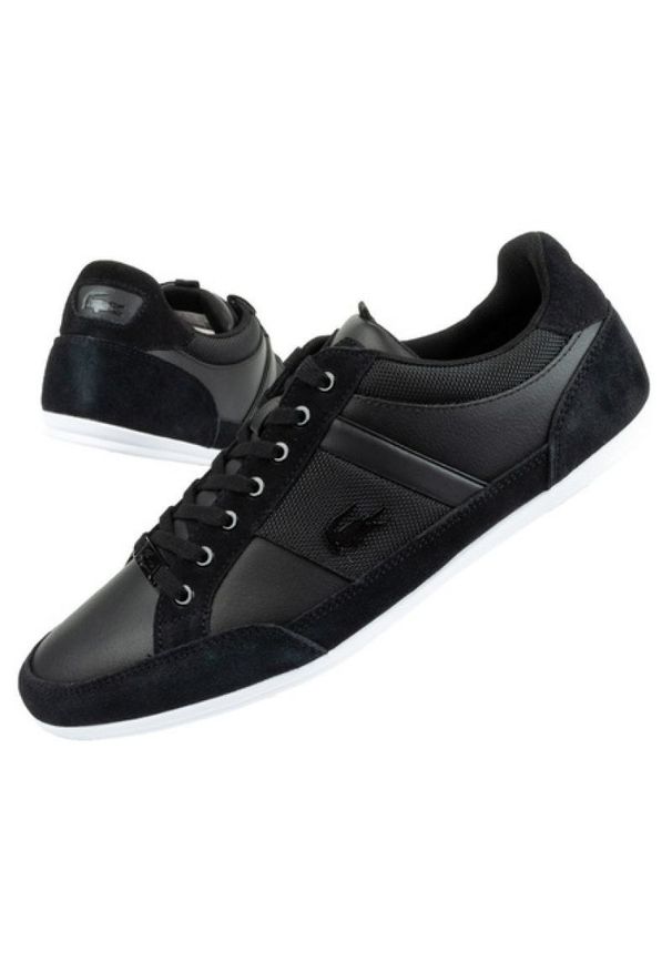Buty sportowe Lacoste Chaymon M 12312 czarne. Okazja: na co dzień. Kolor: czarny. Materiał: skóra ekologiczna, materiał. Szerokość cholewki: normalna