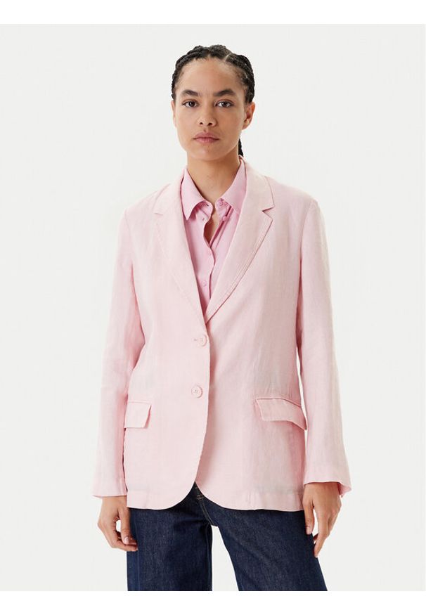 United Colors of Benetton - United Colors Of Benetton Marynarka 2AGHDW00R Różowy Regular Fit. Kolor: różowy. Materiał: len