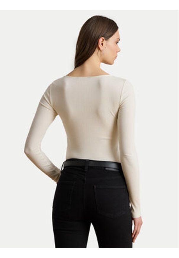 Lauren Ralph Lauren - LAUREN RALPH LAUREN Bluzka 200980145001 Beżowy Slim Fit. Kolor: beżowy. Materiał: bawełna