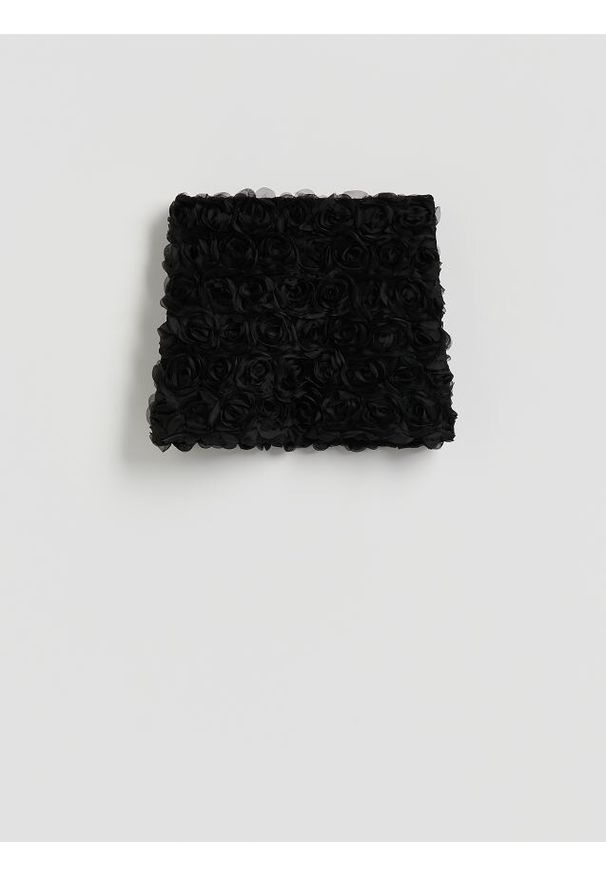 Reserved - Spódnica w kwiaty - czarny. Kolor: czarny. Materiał: dzianina. Wzór: kwiaty