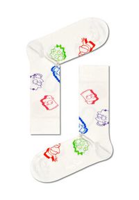 Happy-Socks - Happy Socks Skarpety wysokie unisex SIM01-1300 Écru. Materiał: materiał, bawełna