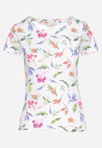 Born2be - Pomarańczowy Bawełniany T-shirt z Ozdobnym Nadrukiem Zaromira. Okazja: na co dzień. Kolor: biały. Materiał: bawełna. Wzór: nadruk. Styl: klasyczny, elegancki, casual #5