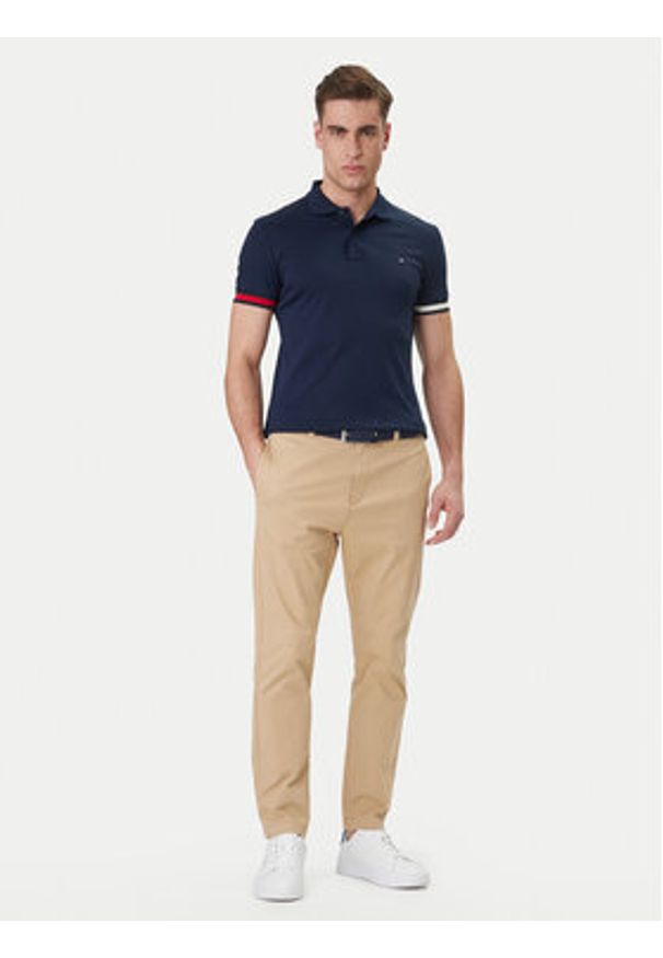 TOMMY HILFIGER - Tommy Hilfiger Polo MW0MW42743 Granatowy Slim Fit. Typ kołnierza: polo. Kolor: niebieski. Materiał: bawełna