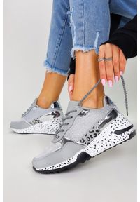 Casu - Szare sneakersy na koturnie buty sportowe sznurowane casu bl215p. Kolor: szary, wielokolorowy, srebrny. Obcas: na koturnie #2