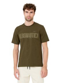 Aeronautica Militare - AERONAUTICA MILITARE Zielony bawełniany męski t-shirt, Rozmiar XL. Kolor: zielony. Materiał: bawełna #3