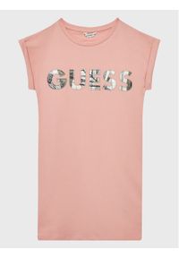 Guess Sukienka codzienna J3GK35 KAE23 Różowy Regular Fit. Okazja: na co dzień. Kolor: różowy. Materiał: bawełna. Typ sukienki: proste. Styl: casual