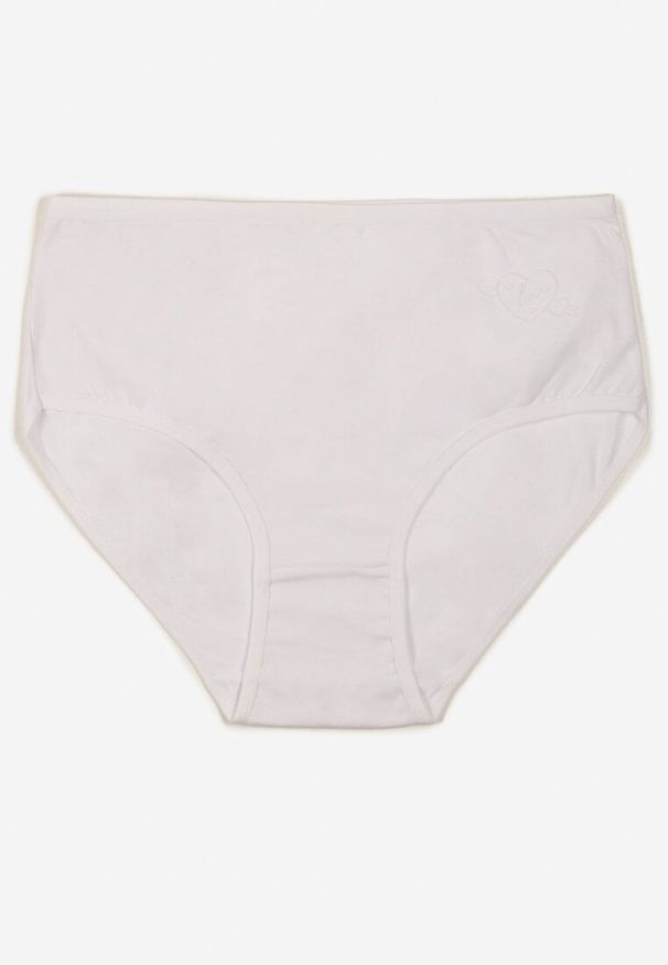 Born2be - Białe Gładkie Majtki Figi z Bawełny Idina. Kolekcja: plus size. Kolor: biały. Materiał: bawełna. Wzór: gładki