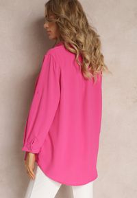 Renee - Fuksjowa Koszula z Kołnierzem i Długimi Rękawami na Guzik Henvia. Kolekcja: plus size. Kolor: różowy. Długość rękawa: długi rękaw. Długość: długie