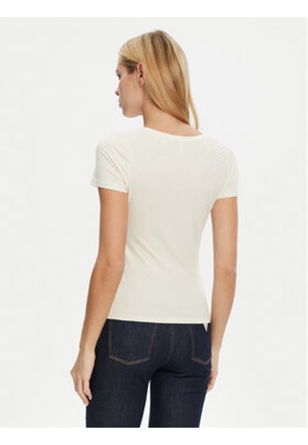 Guess T-Shirt O5RI02 KBBU1 Beżowy Regular Fit. Kolor: beżowy. Materiał: bawełna