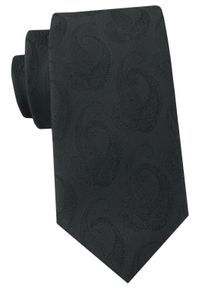 Krawat Męski - Angelo di Monti - Czarny, Faktura Paisley. Kolor: czarny. Materiał: tkanina. Wzór: paisley. Styl: elegancki, wizytowy #1