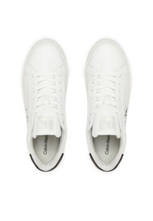 Calvin Klein Jeans Sneakersy Bold Flatf Low Lace Lth YW0YW01878 Biały. Kolor: biały. Materiał: skóra