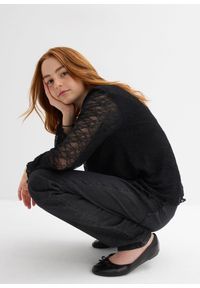 bonprix - Koronkowa bluzka z długim rękawem. Kolor: czarny. Materiał: koronka. Długość rękawa: długi rękaw. Długość: długie. Styl: elegancki #2
