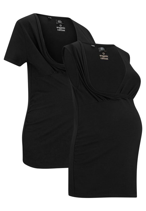 Shirt i top ciążowy i do karmienia piersią (2 części) bonprix czarny. Kolekcja: moda ciążowa. Kolor: czarny