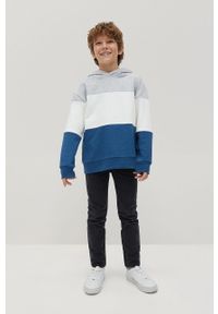 Mango Kids - Bluza bawełniana dziecięca BLOCK. Typ kołnierza: kaptur. Kolor: niebieski. Materiał: bawełna. Wzór: gładki #6