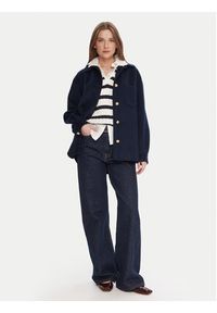 TOMMY HILFIGER - Tommy Hilfiger Płaszcz wełniany WW0WW46558 Granatowy Relaxed Fit. Kolor: niebieski. Materiał: syntetyk #4