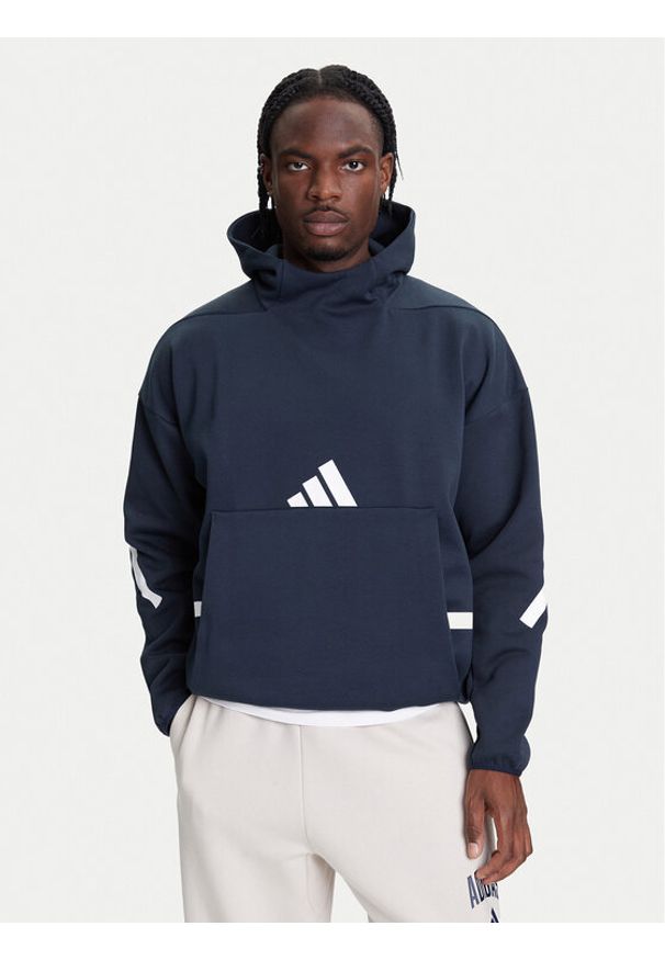 Adidas - adidas Bluza Z.N.E. JW4729 Granatowy Loose Fit. Kolor: niebieski. Materiał: bawełna