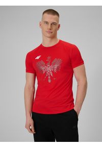 4f - 4F Koszulka kibica uniseks - czerwona M. Kolor: czerwony. Długość rękawa: raglanowy rękaw. Wzór: napisy. Styl: sportowy #1